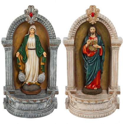Toscano - Set of 2 Holy Family Devotionals Italian-Style Font StatuesSet of Two