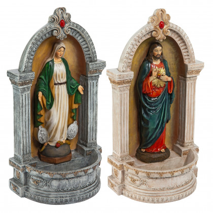 Toscano - Set of 2 Holy Family Devotionals Italian-Style Font StatuesSet of Two