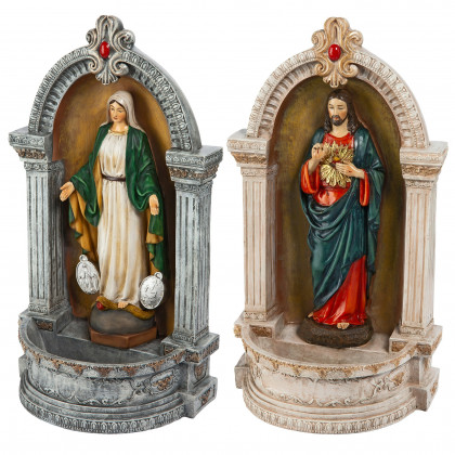 Toscano - Set of 2 Holy Family Devotionals Italian-Style Font StatuesSet of Two