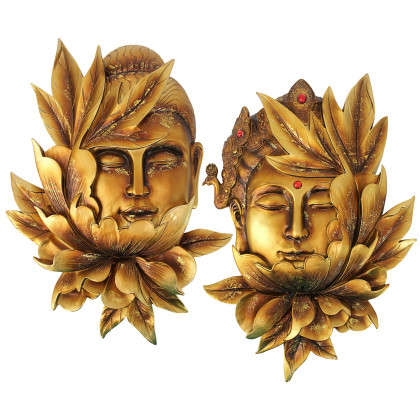 Toscano - Set of 2 Enlightened Deities Buddha and Guan Yin Wall Sculptures