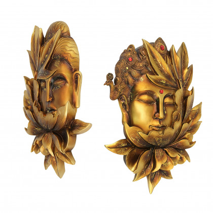 Toscano - Set of 2 Enlightened Deities Buddha and Guan Yin Wall Sculptures