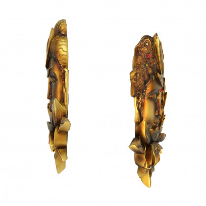 Toscano - Set of 2 Enlightened Deities Buddha and Guan Yin Wall Sculptures