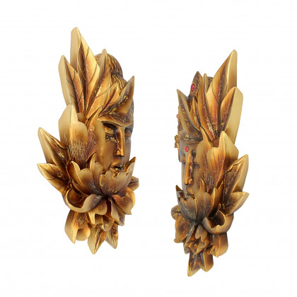 Toscano - Set of 2 Enlightened Deities Buddha and Guan Yin Wall Sculptures