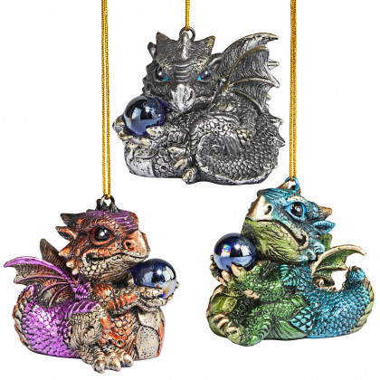 Toscano - Set of Three Dragon Virtues Gothic Holiday Ornaments