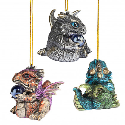 Toscano - Set of Three Dragon Virtues Gothic Holiday Ornaments