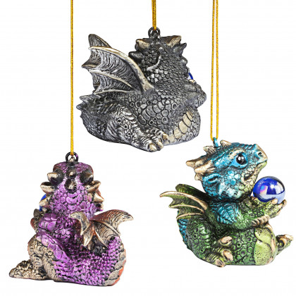 Toscano - Set of Three Dragon Virtues Gothic Holiday Ornaments