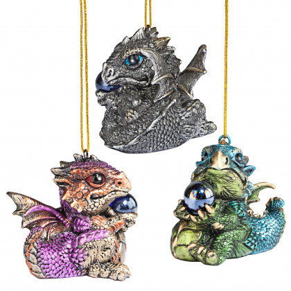 Toscano - Set of Three Dragon Virtues Gothic Holiday Ornaments