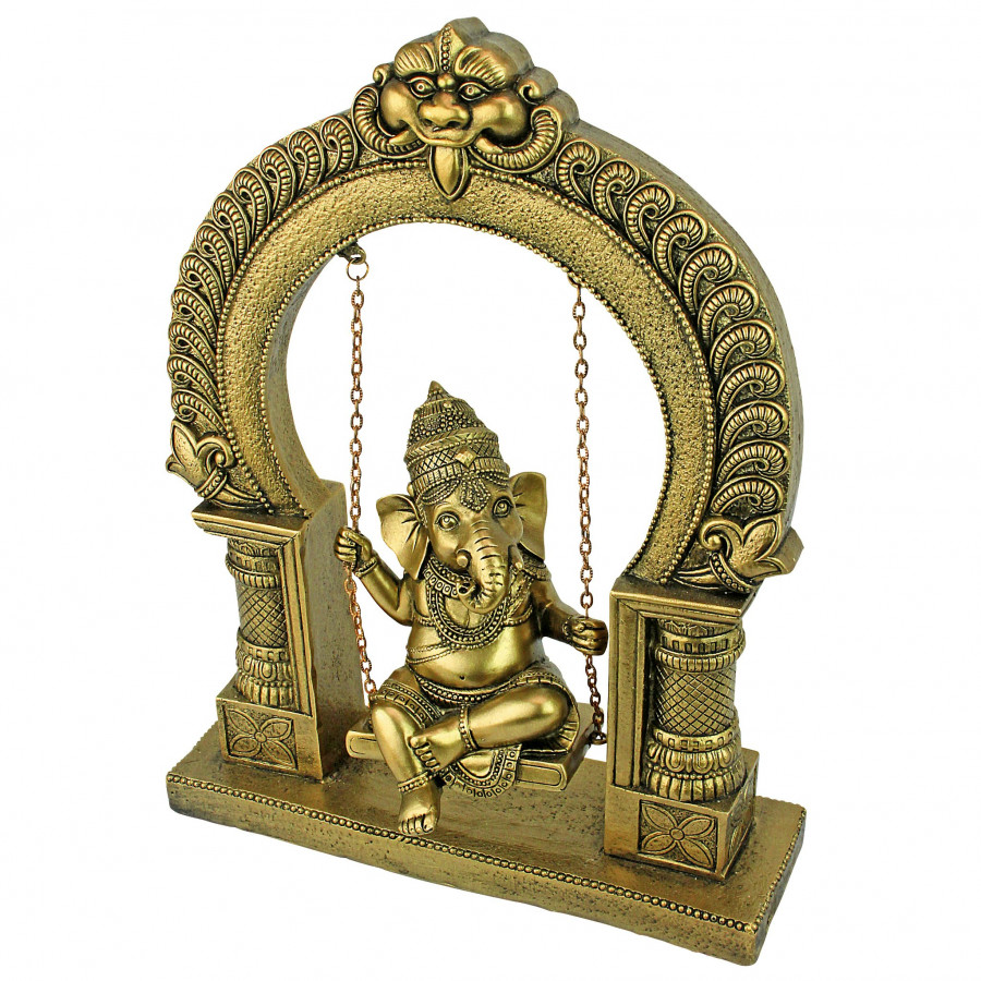 Toscano - Lord Ganesha Elephant God Swinging on a Jhoola Hindu Statue