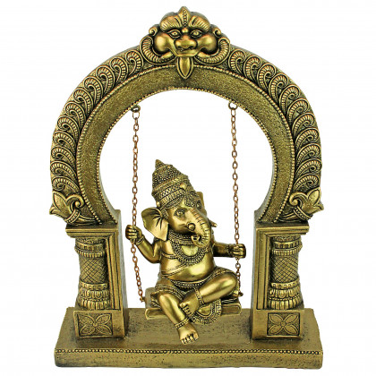 Toscano - Lord Ganesha Elephant God Swinging on a Jhoola Hindu Statue