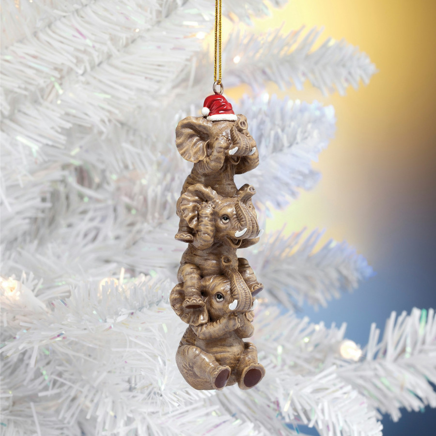 Toscano - See Speak Hear No Evil Elephant Holiday Ornament