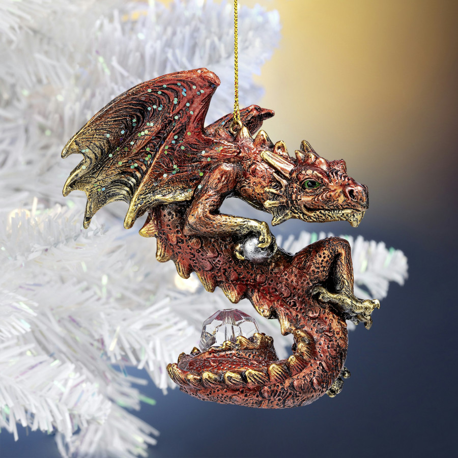 Toscano - Christmas Light Protector Dragon 2021 Gothic Holiday Ornament
