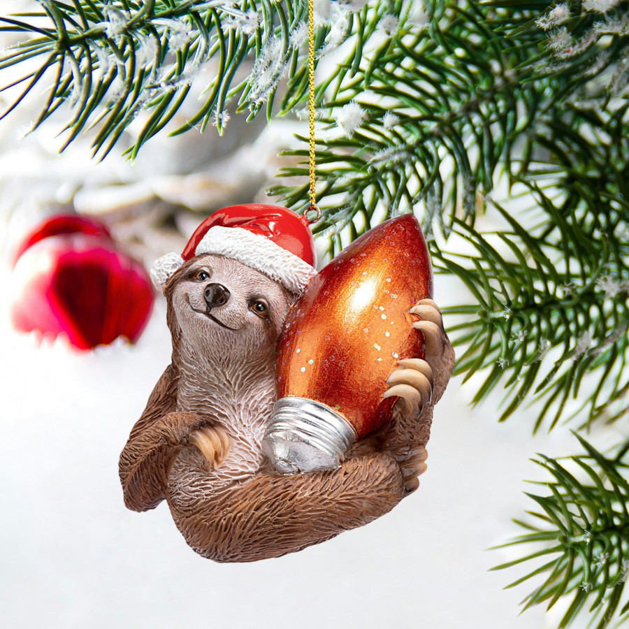 Toscano - Santa Holiday Season Sloth Christmas Ornament