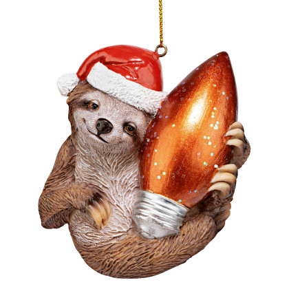 Toscano - Santa Holiday Season Sloth Christmas Ornament