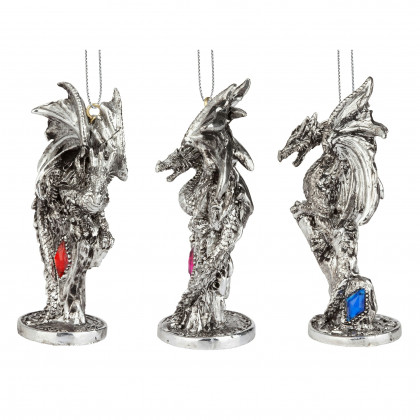 Toscano - Set of Three Dragons of the Amesbury Holiday Gemstone Ornaments