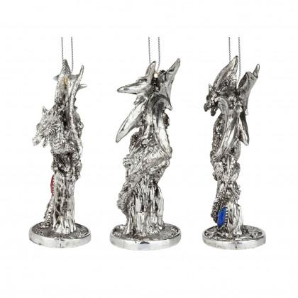 Toscano - Set of Three Dragons of the Amesbury Holiday Gemstone Ornaments