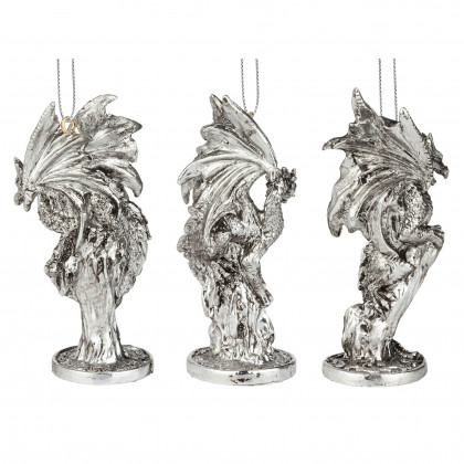 Toscano - Set of Three Dragons of the Amesbury Holiday Gemstone Ornaments