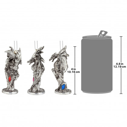 Toscano - Set of Three Dragons of the Amesbury Holiday Gemstone Ornaments