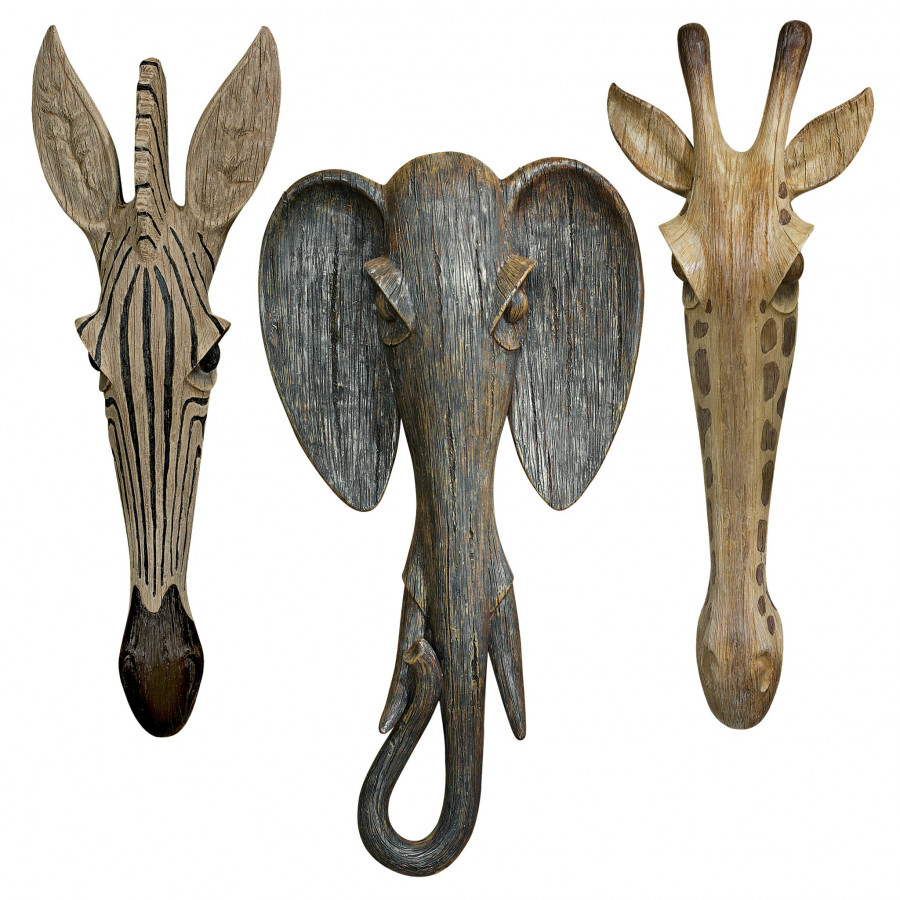 Toscano - Set of 3 Animal Masks of the Savannah Wall Sculptures