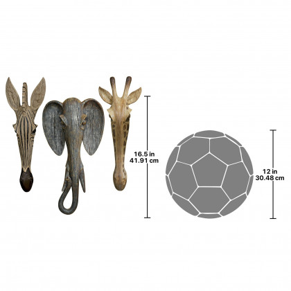 Toscano - Set of 3 Animal Masks of the Savannah Wall Sculptures