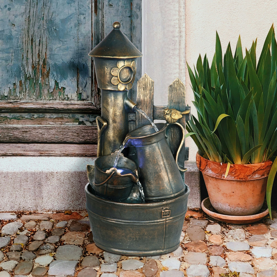 Toscano - Backyard Buckets of Fun Cascading Waterfall Garden Fountain