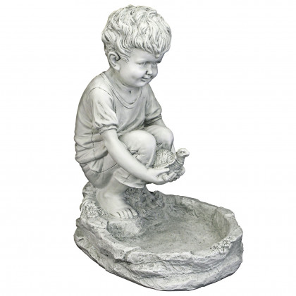 Toscano - Tommy at the Turtle Pond Little Boy Birdbath Statue
