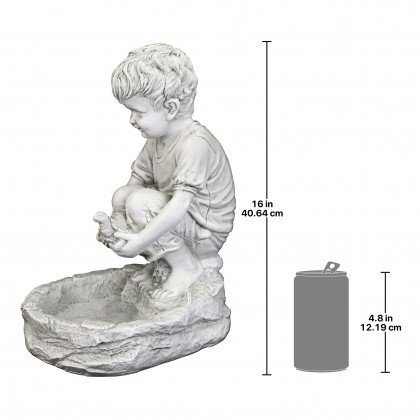 Toscano - Tommy at the Turtle Pond Little Boy Birdbath Statue
