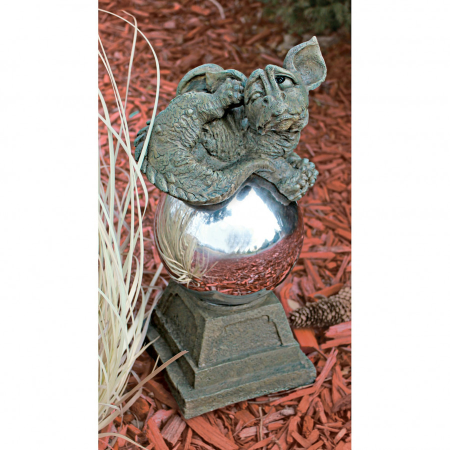 Toscano - Mayze the Dragon Protector of the Orb Gazing Globe Statue