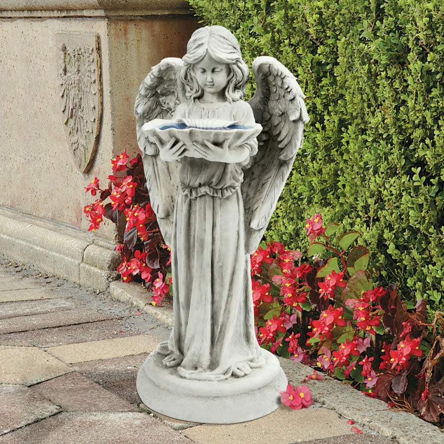 Toscano - Tranquil Guardian Angel Birdbath Feeder Statue