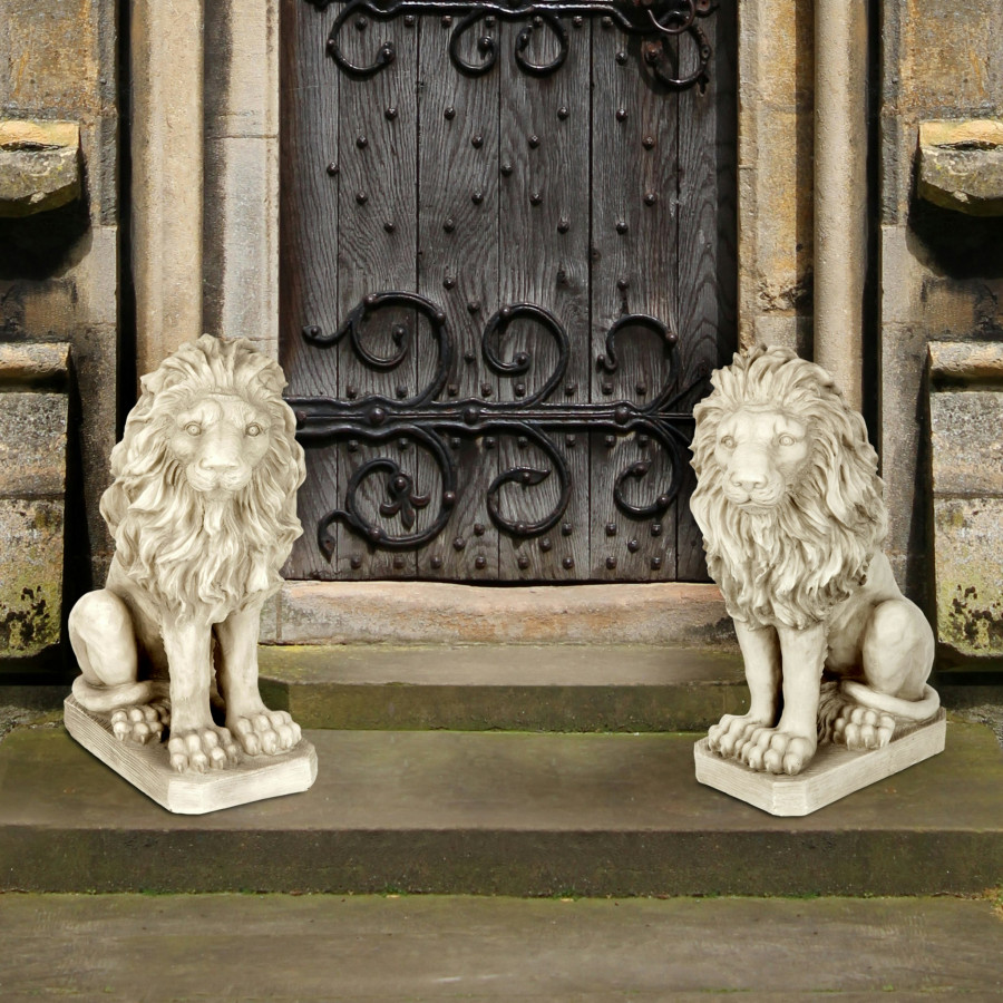 Toscano - Set of Mansfield Manor Lion Sentinel Statue Left and Right