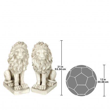 Toscano - Set of Mansfield Manor Lion Sentinel Statue Left and Right