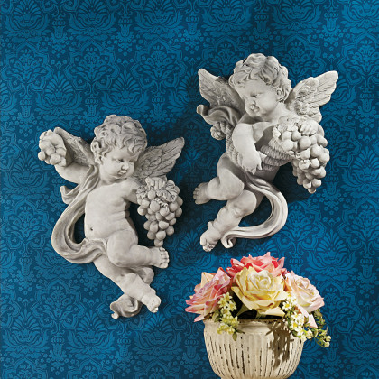Toscano - Cherub Harvest Angel Wall Sculptures