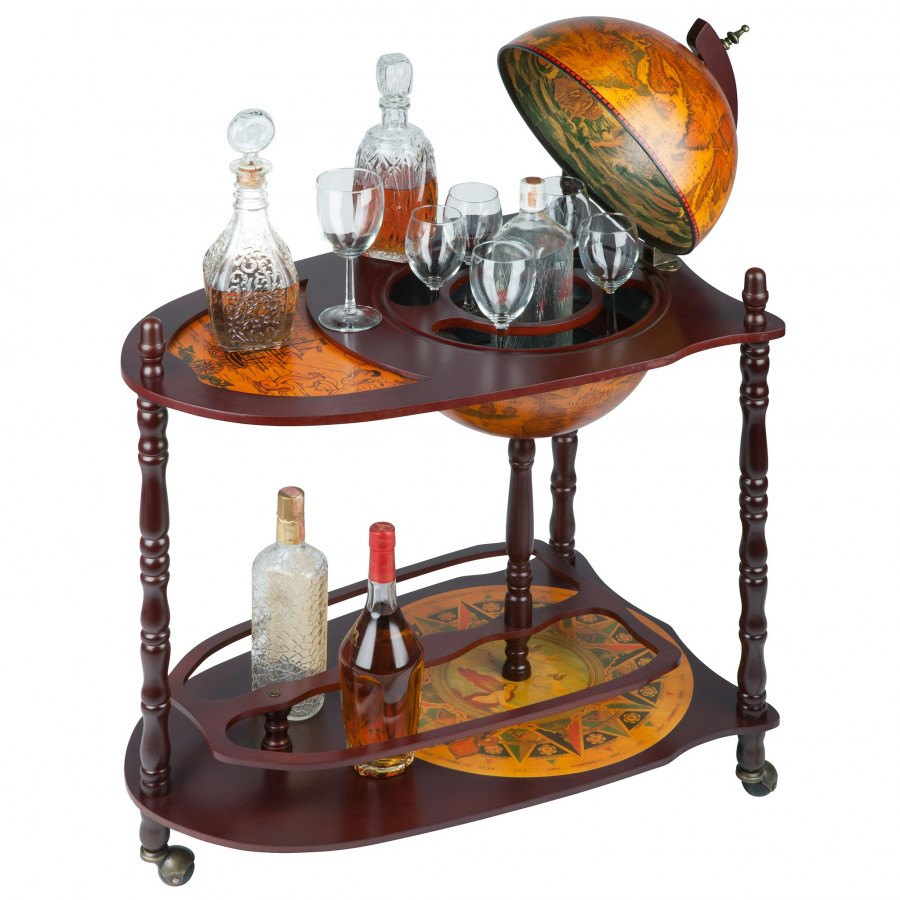 Toscano - Old World Extended Shelf Italian Replica Globe Bar Cart