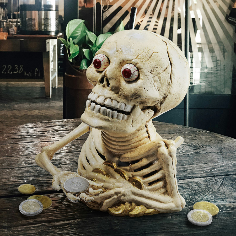 Toscano - Bugged-Out Hungry Skeleton Mechanical Coin Bank
