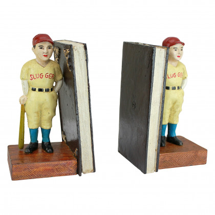 Toscano - Vintage Baseball Slugger Sculptural Bookend Pair in Cast Iron