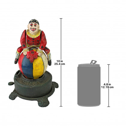 Toscano - Spinning Acrobat Clown on Globe Authentic Mechanical Coin Bank