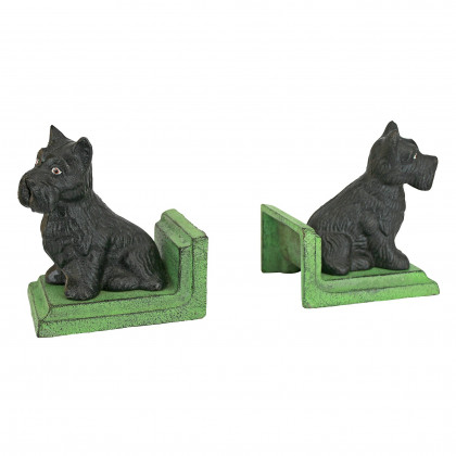 Toscano - Sitting Scotty Dog Sculptural Bookend Pair in Cast Iron