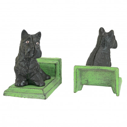 Toscano - Sitting Scotty Dog Sculptural Bookend Pair in Cast Iron