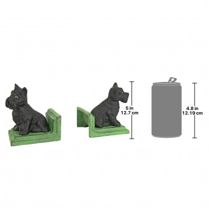 Toscano - Sitting Scotty Dog Sculptural Bookend Pair in Cast Iron