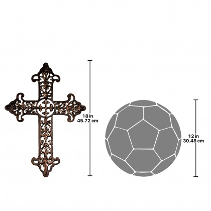 Toscano - French Fleur de Lis Cast Iron Cross Wall Sculpture