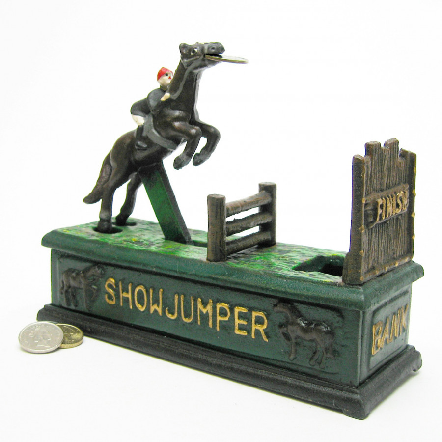 Toscano - Equestrian Show Jumper Authentic Mechanical Coin Bank