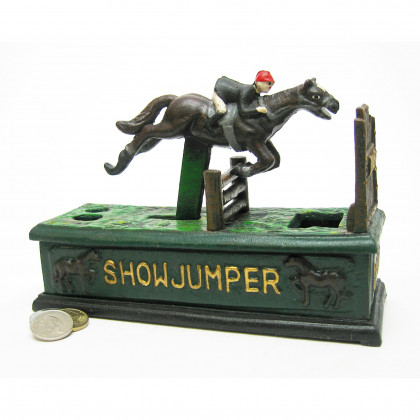Toscano - Equestrian Show Jumper Authentic Mechanical Coin Bank