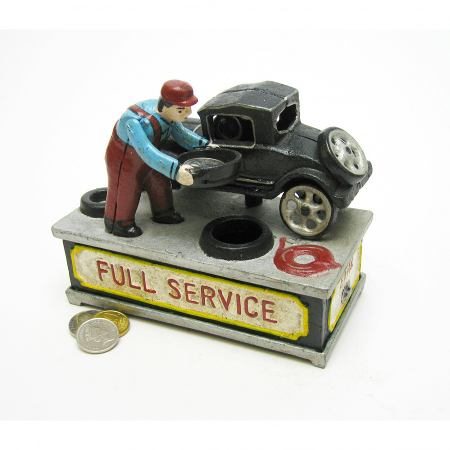 Toscano - Model T at the Service Station Authentic Mechanical Coin Bank