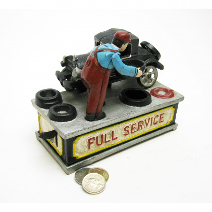 Toscano - Model T at the Service Station Authentic Mechanical Coin Bank