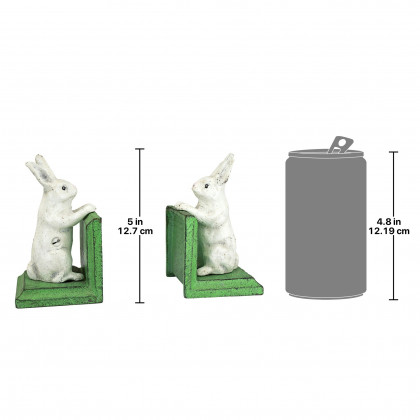 Toscano - Bookworm Bunny Rabbits Sculptural Bookend Pair in Cast Iron