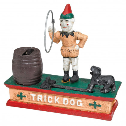 Toscano - Circus Clown and Trick Dog Authentic Mechanical Coin Bank