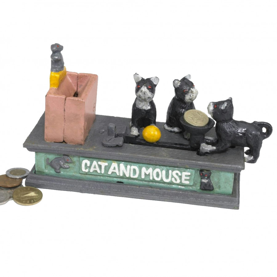 Toscano - Cat and Mouse Authentic Mechanical Coin Bank