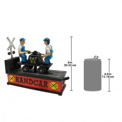 Toscano - Railroad Handcar Collectors Die Mechanical Coin Bank