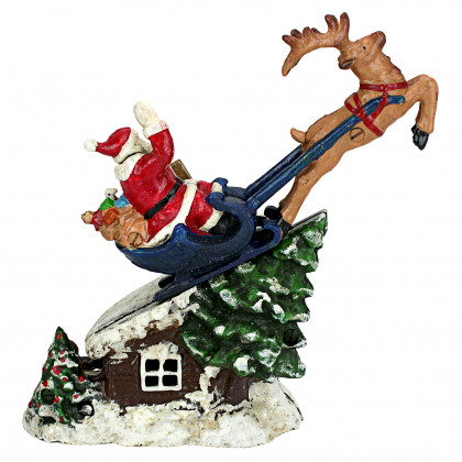 Toscano - Santa Christmas Sleigh Ride Mechanical Coin Bank