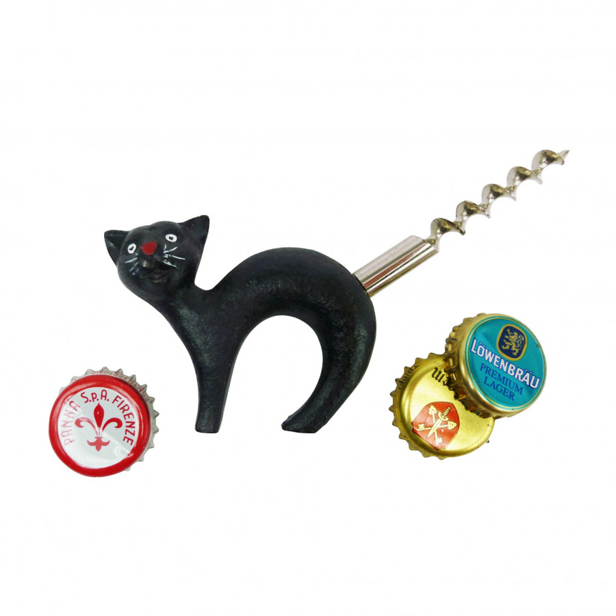 Toscano - Black Cat Bottle Opener with Corkscrew Tail