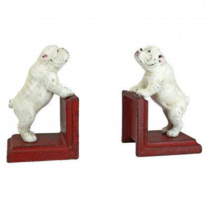 Toscano - Over the Fence Bulldog Sculptural Bookend Pair in Cast Iron